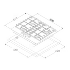 Euro Appliances 60cm Gas Black Glass Cooktop - ECT600GBK2