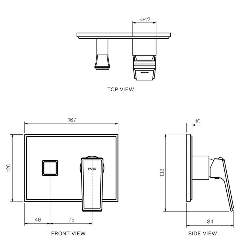 Parisi Ezia Wall Mixer with 3-Way Diverter - Fucile - KE.04-D3.50