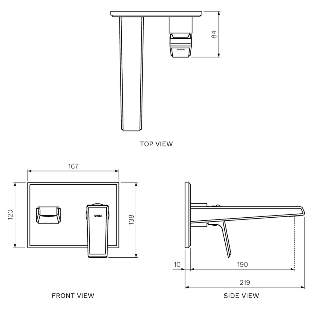 Parisi Ezia Wall Mixer with 190mm Spout - Brushed Nickel - KE.01-2Z190.41