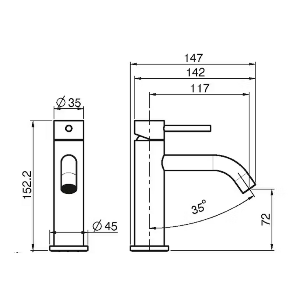 Fima Spillo Up Basin Mixer 152mm - Matte Black - F3031XSNS