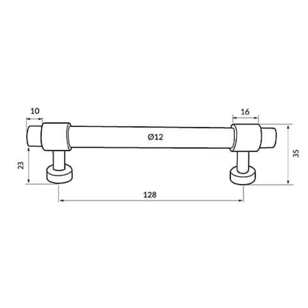 Turner Hastings The Fanetta 128mm Cabinetry Handle - Brushed Nickel FA128CB-BN