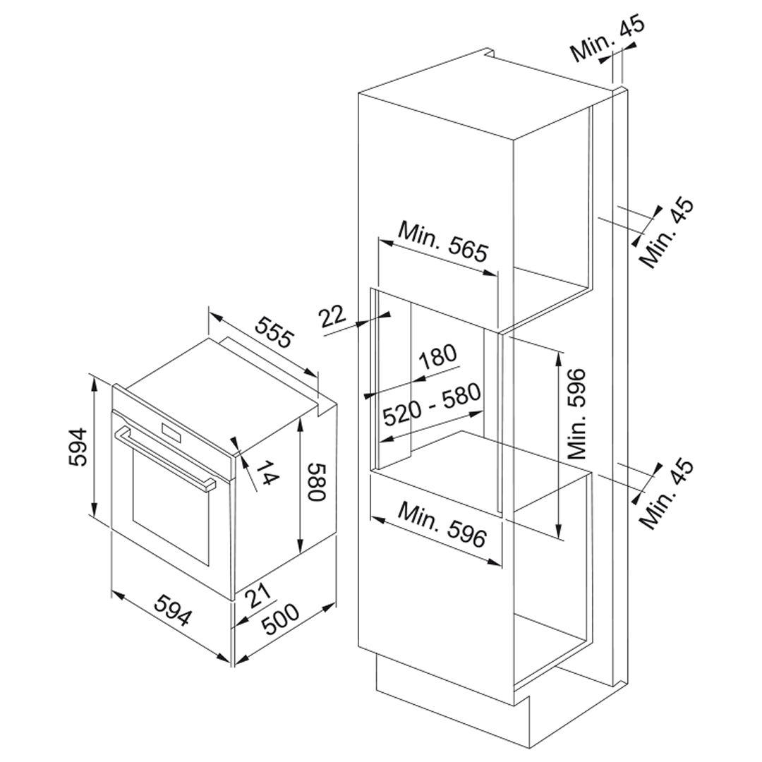 Franke Urban Electric 60cm 5 Function Dual Control Oven FCE60M5B3 - Black Glass