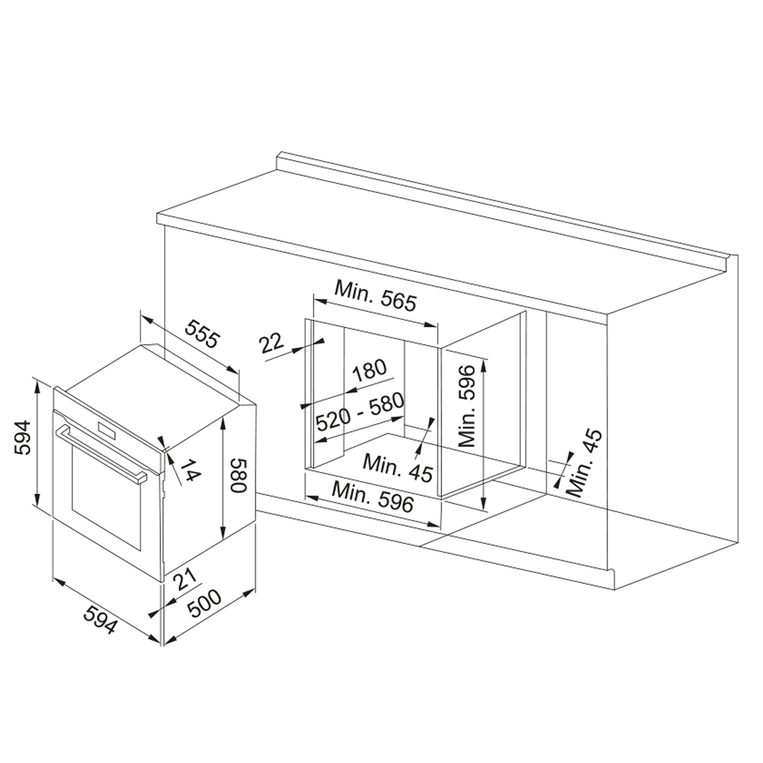 Franke Urban Electric 60cm 5 Function Dual Control Oven FCE60M5B3 - Black Glass