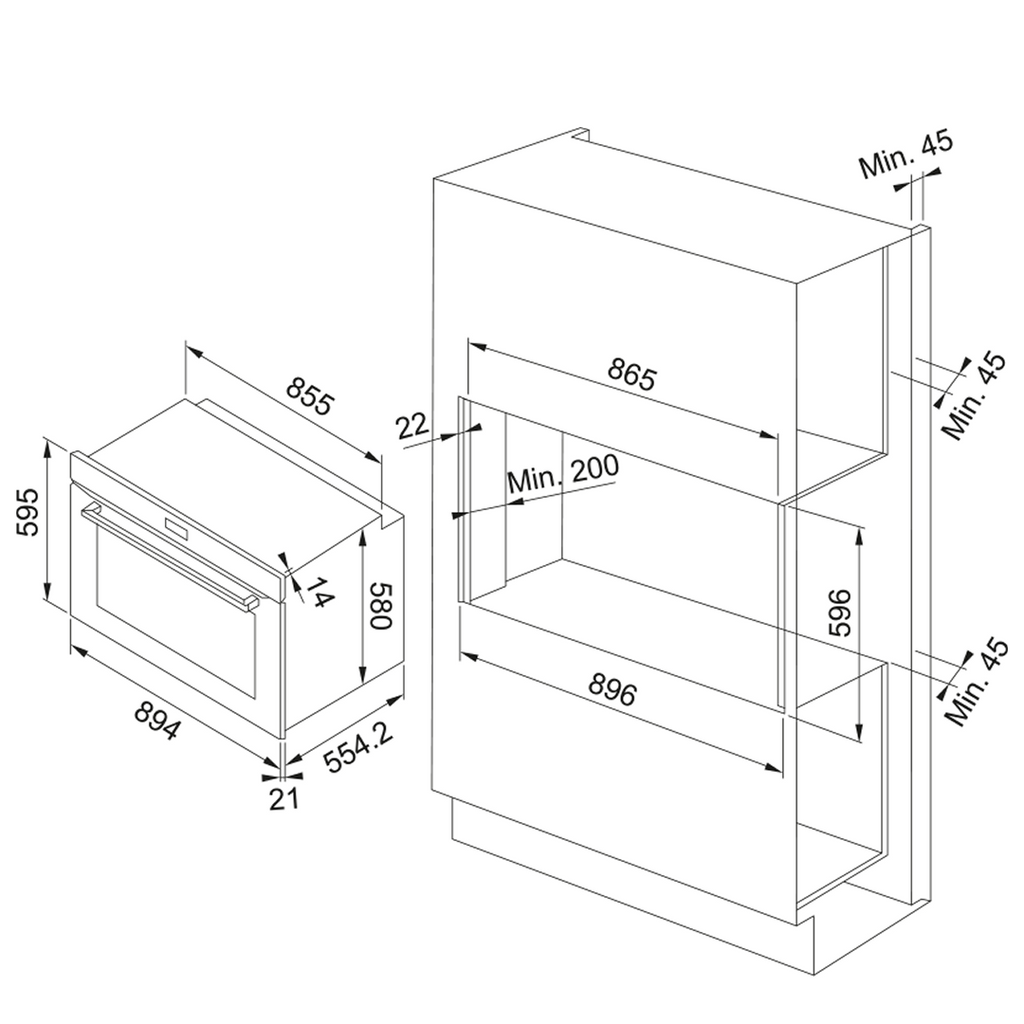 Franke Urban Electric 90cm 14 Function Oven FCE90M14B3 - Black Glass