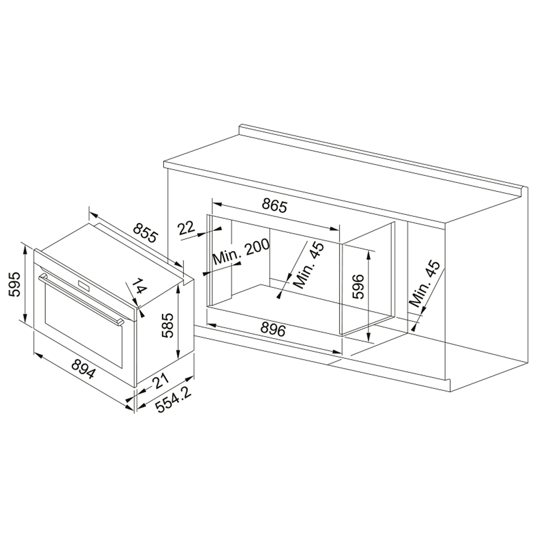 Franke Urban Electric 90cm 14 Function Oven FCE90M14B3 - Black Glass