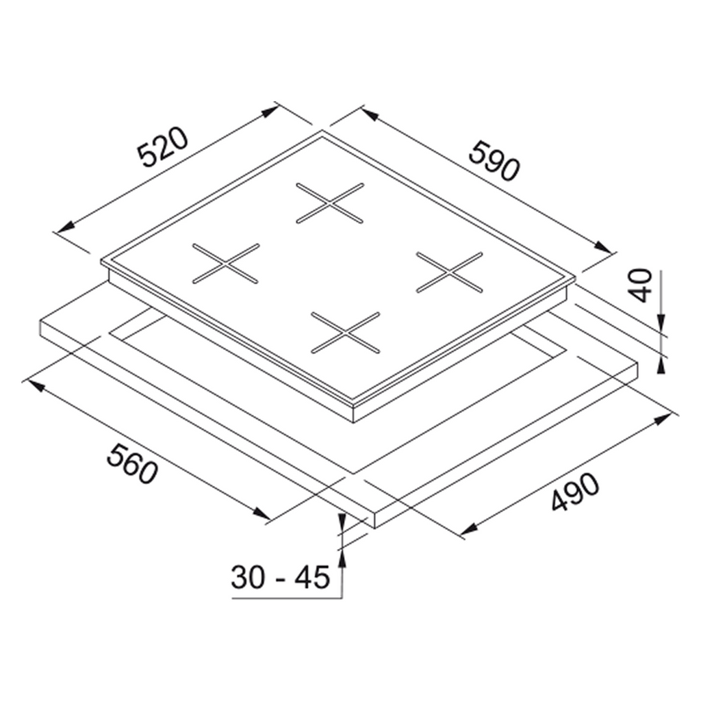 Franke Urban 60cm 4 Burner Gas Cooktop - Black Glass FCG604B1