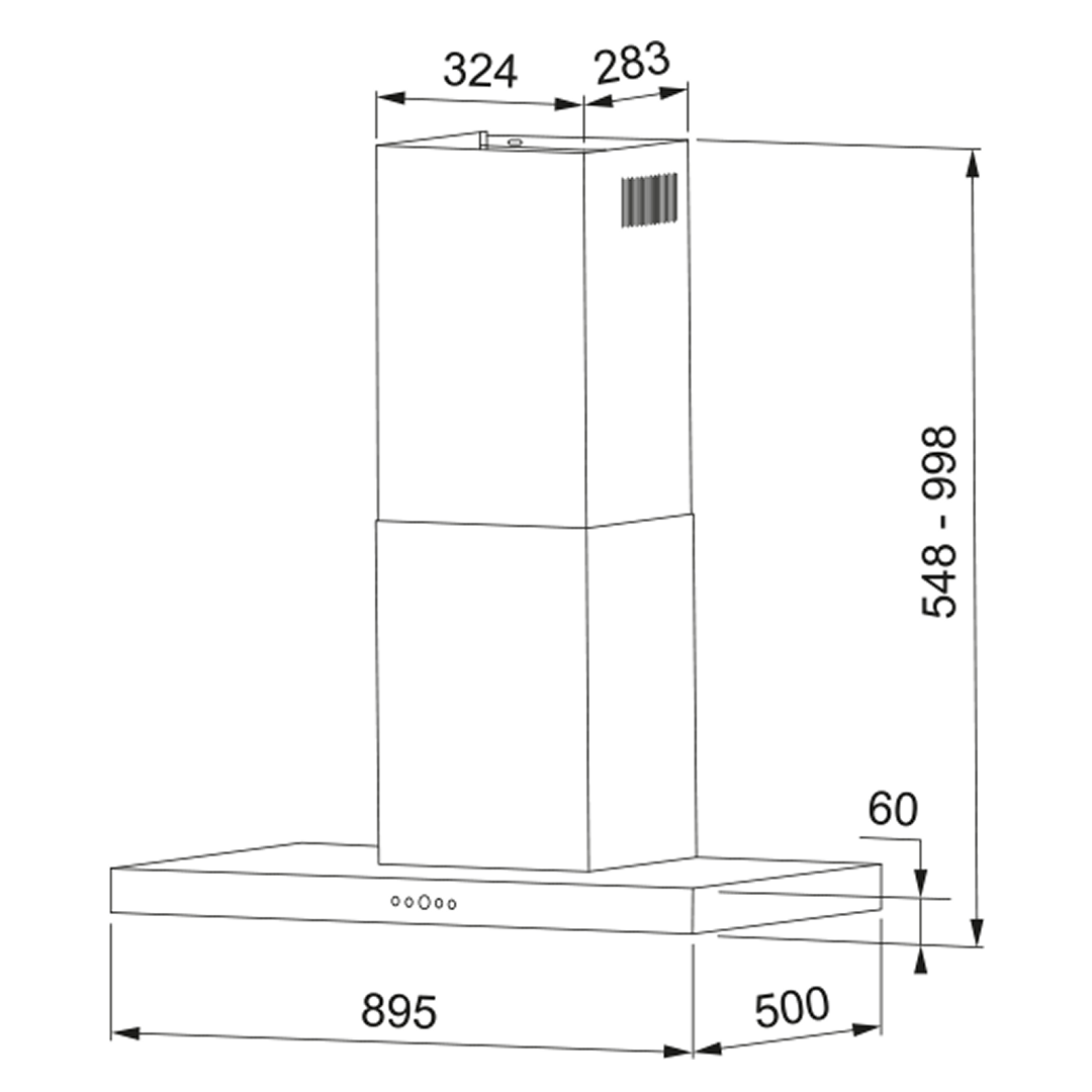 Franke Urban 90cm T-Shape Rangehood - Stainless Steel/Black Glass FCTSH90XB1