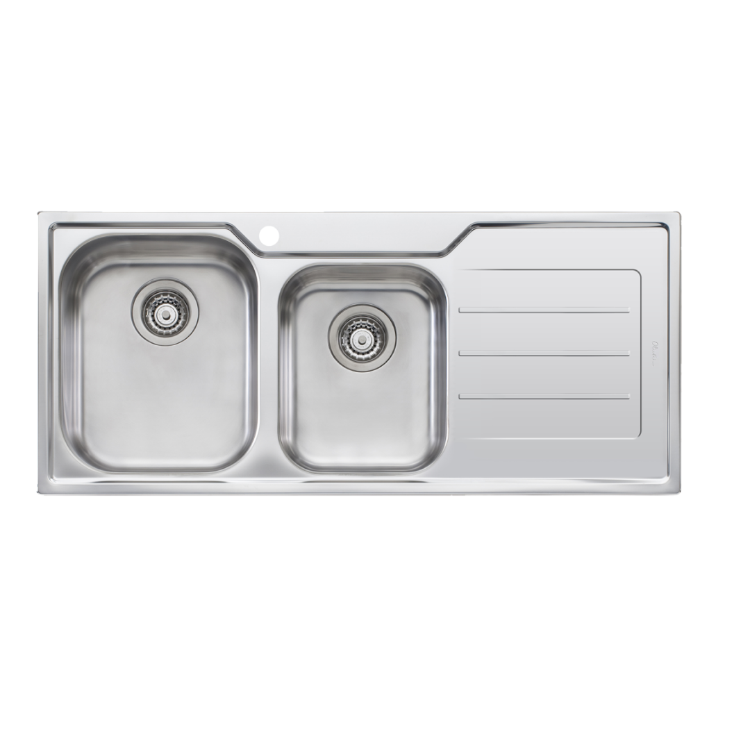 Oliveri Flinders 1 & 3/4 Bowl Left Sink with Drainer - 1 Tap Hole - FL111 1TH