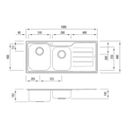 Oliveri Flinders 1 & 3/4 Bowl Left Sink with Drainer - 1 Tap Hole - FL111 1TH