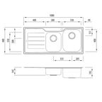 Oliveri Flinders 1 & 3/4 Bowl Right Sink with Drainer - 1 Tap Hole - FL112 1TH