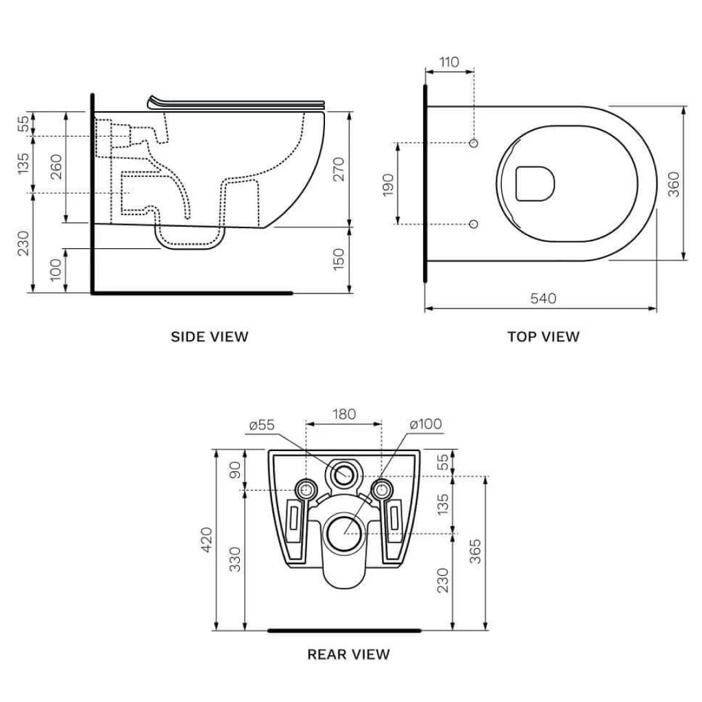 Parisi App Go Clean Rimless Wall Hung Toilet - FLAP118G