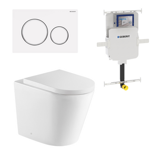 Turner Hastings Fino WhisperFlush Floor Mounted Toilet Package (Includes Geberit Cistern & Matte White Flush Plate) - Gloss White - FP50GE-GW-K + 115.882.01.1