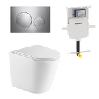 Turner Hastings Fino WhisperFlush Floor Mounted Toilet Package with Slim Seat (Includes Geberit Cistern & Chrome Flush Plate) - Gloss White - FP50GE-GW-N + 115.882.KH.1