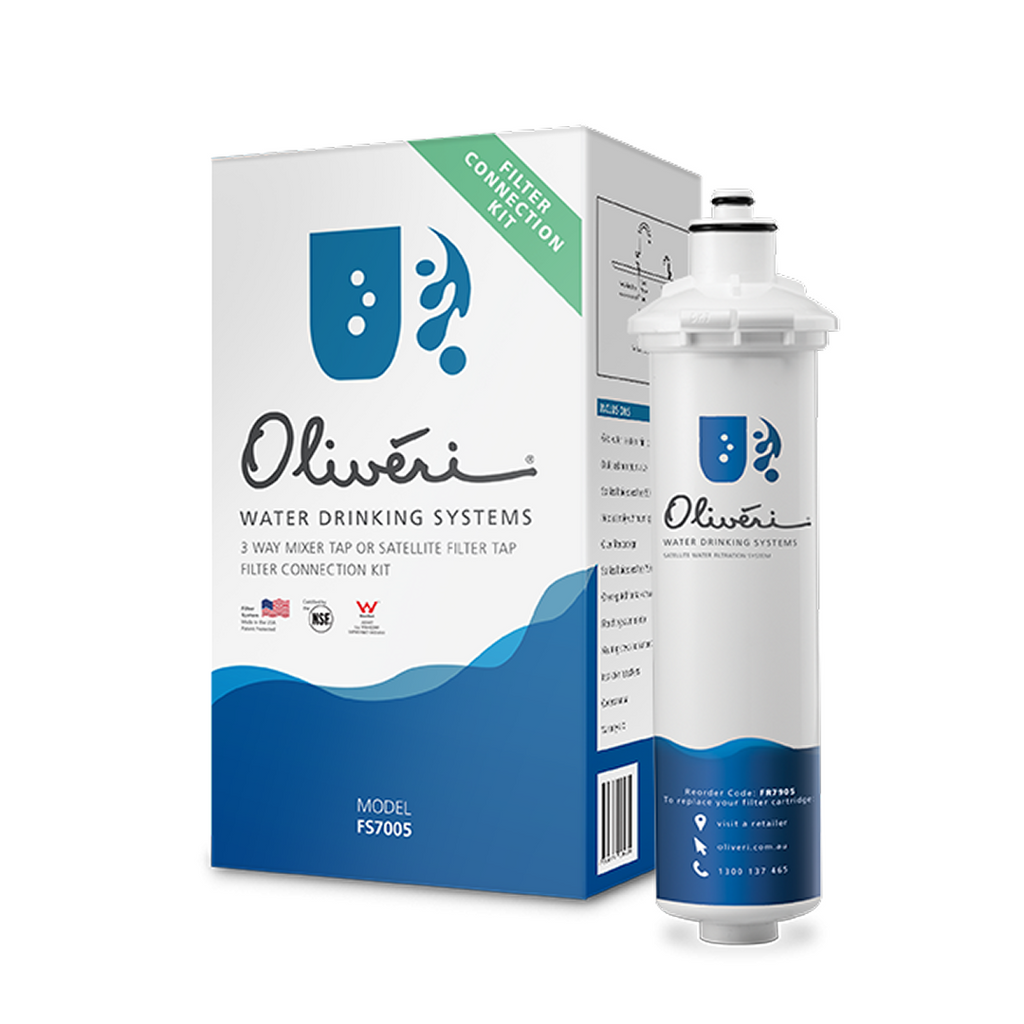 Oliveri Essentials Square Gooseneck 3 Way Filter Tap + FS7005 Filter - Chrome - FT3ESQ + FS7005