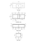 Parisi Float + My Top 1200 Wall Mounted Cabinet - Ceramic Top w/1 Tap Hole - Grafite - FT-1201S-GR