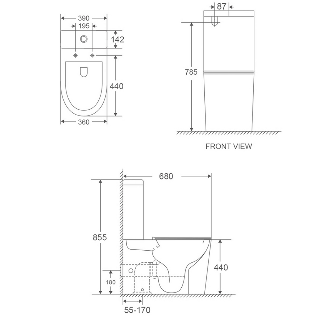 Turner Hastings Fino WhisperFlush Close Coupled Back to Wall Toilet Suite (Geberit Valves) - Gloss White - FT410BTW-GW-K