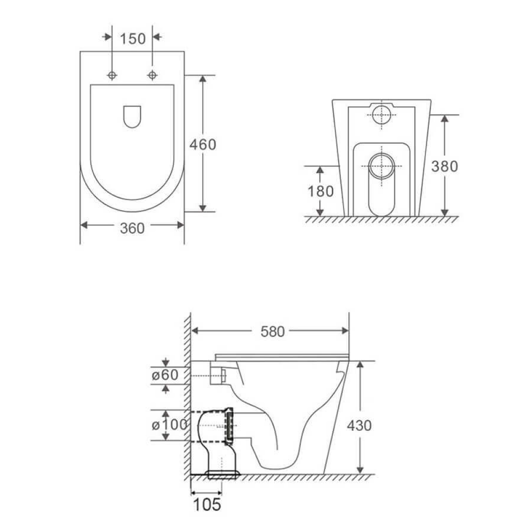 Turner Hastings Fino WhisperFlush Floor Mounted Toilet Pan with Slim Seat - Gloss White - FT500FP-GW-N