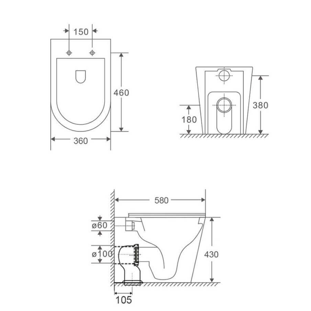 Turner Hastings WhisperFlush Floor Mounted Toilet Pan with Slim Seat - Matte White - FT503FP-MW-N