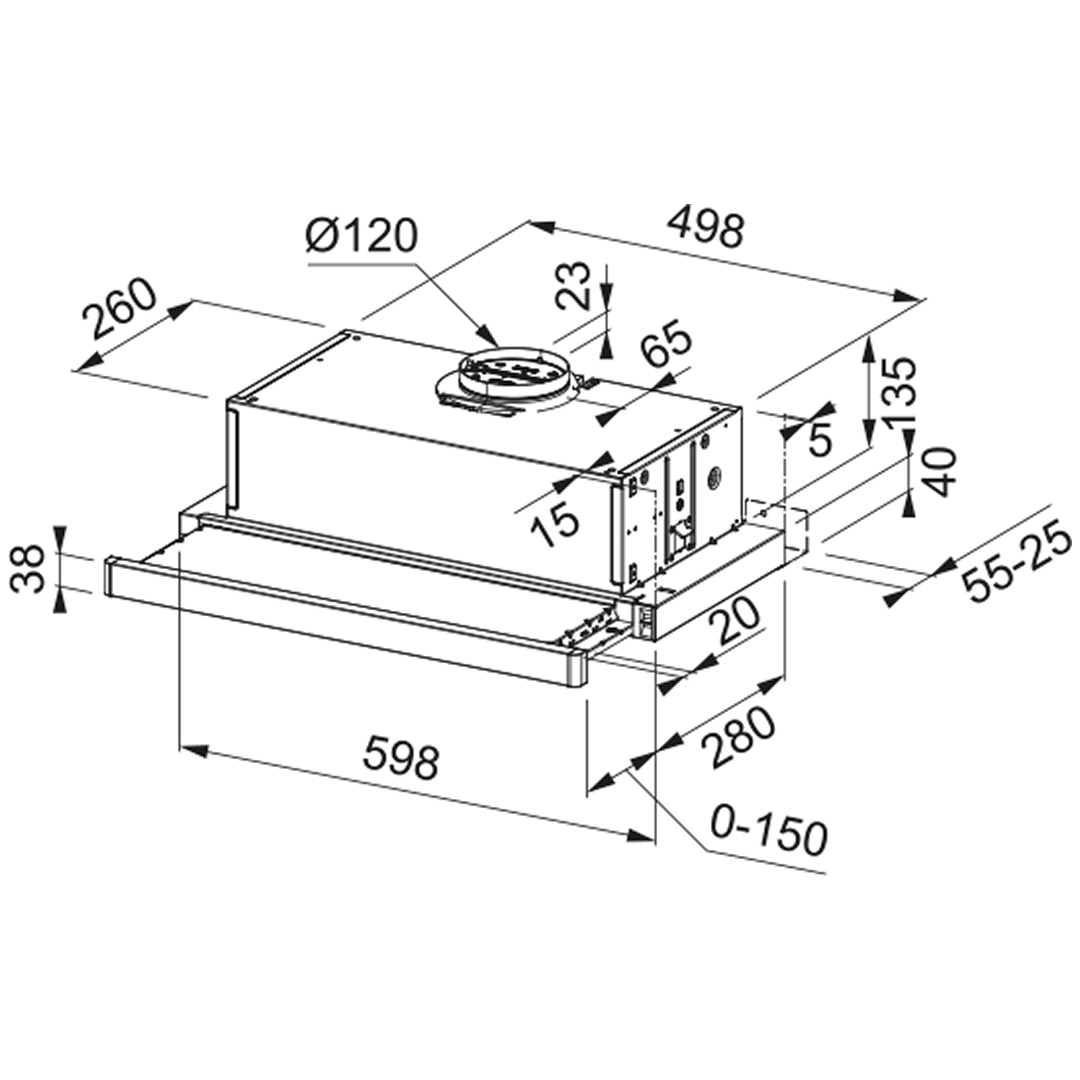 Franke 60cm Slide Out Rangehood - Metal Grey FTC632XSAU