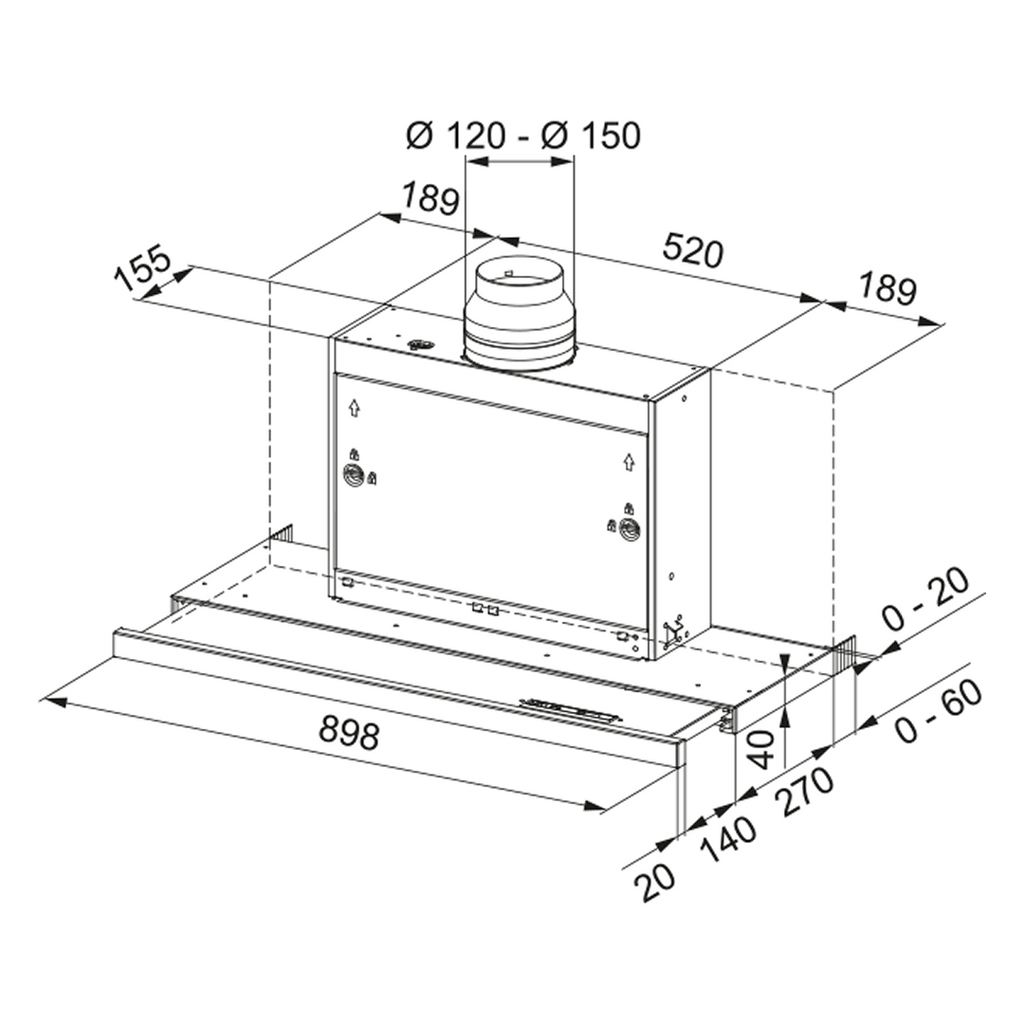 Franke 90cm Slide Out Rangehood - Stainless Steel FTC922XSAU