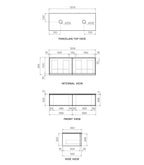 Parisi Float + My Top 1200 Wall Mounted Cabinet Porcelain Top Double Bowl - Matte Black - Ombra di Caravaggio Porcelain Top - FV-FT-1200D-MB-OCP