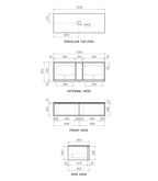 Parisi Float + My Top 1200 Wall Mounted Cabinet - No Tap Hole - Grafite - Ombra di Caravaggio - FV-FT-1200S-GR-OCP