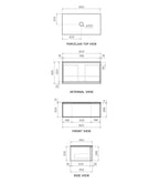 Parisi Float + My Top 800 Wall Mounted Cabinet w/Porcelain Top - Matte Black - Statuario Porcelain Top - FV-FT-800-MB-STH