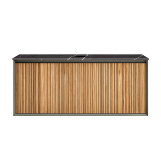 Parisi Jazz 1200 Wall Hung Vanity Rovere Naturale Matte Black with Italian Porcelain Top - Sahara Noir - FV-JZ-1200MB-RN-SA