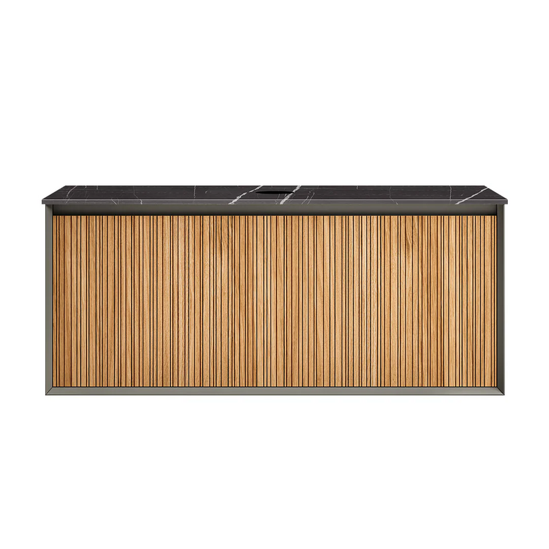 Parisi Jazz 1200 Wall Hung Vanity Rovere Naturale Matte Black with Italian Porcelain Top - Sahara Noir