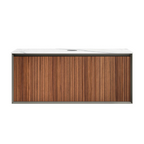 Parisi Jazz 1200 Wall Hung Vanity Walnut Naturale Matte Black with Italian Porcelain Top - Statuario - FV-JZ-1200MB-WN-ST