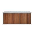 Parisi Jazz 1200 Wall Hung Vanity Walnut Naturale Matte White with Italian Porcelain Top - Blue Roma - FV-JZ-1200MW-WN-BRH