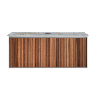 Parisi Jazz 1200 Wall Hung Vanity Walnut Naturale Matte White with Italian Porcelain Top - Blue Roma - FV-JZ-1200MW-WN-BRH
