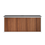 Parisi Jazz 1200 Wall Hung Vanity Walnut Naturale Matte White with Italian Porcelain Top - Pietra Grey - FV-JZ-1200MW-WN-PG