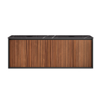 Parisi Jazz 1400 Wall Hung Vanity Walnut Naturale Matte Black With Italian Porcelain Top - Sahara Noir - FV-JZ-1400DMB-WN-SA