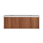 Parisi Jazz 1400 Wall Hung Vanity Walnut Naturale Matte White With Italian Porcelain Top - Blue Roma - FV-JZ-1400DMW-WN-BRH