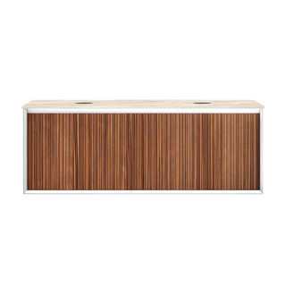 Parisi Jazz 1400 Wall Hung Vanity Walnut Naturale Matte White With Italian Porcelain Top - Golden Spider - FV-JZ-1400DMW-WN-GS