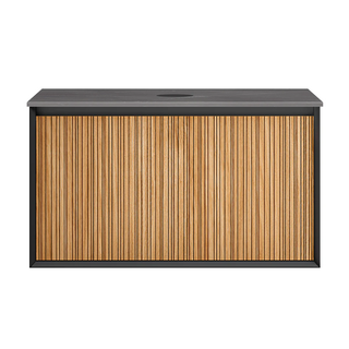 Parisi Jazz 900 Wall Hung Vanity Rovere Naturale Matte Black with Italian Porcelain Top - Pietra Grey - FV-JZ-900MB-RN-PG