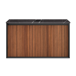 Parisi Jazz 900 Wall Hung Vanity Walnut Naturale Matte Black with Italian Porcelain Top - Sahara Noir - FV-JZ-900MB-WN-SA