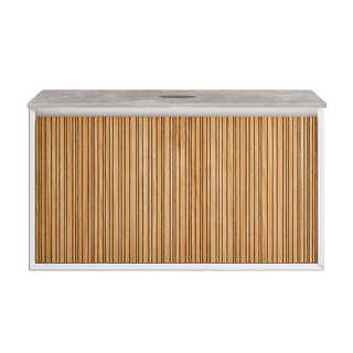 Parisi Jazz 900 Wall Hung Vanity Rovere Naturale Matte White with Italian Porcelain Top - Portland Hood - FV-JZ-900MW-RN-PH