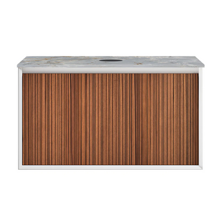 Parisi Jazz 900 Wall Hung Vanity Walnut Naturale Matte White with Italian Porcelain Top - Blue Roma - FV-JZ-900MW-WN-BRH