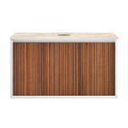 Parisi Jazz 900 Wall Hung Vanity Walnut Naturale Matte White with Italian Porcelain Top - Golden Spider - FV-JZ-900MW-WN-GS