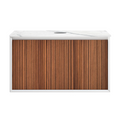 Parisi Jazz 900 Wall Hung Vanity Walnut Naturale Matte White with Italian Porcelain Top - Statuario - FV-JZ-900MW-WN-ST