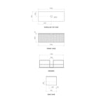 Parisi Riga+My Top 1200 Wall Mounted Cabinet with Porcelain Top - Matte White - Sahara Noir Top - FV-RG-1200-MW-SAH