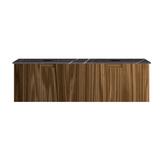 Parisi Riga+My Top 1400 Wall Mounted Cabinet with Porcelain Top - Black Walnut - Sahara Noir Top - FV-RG-1400-BW-SAH