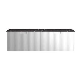 Parisi Riga+My Top 1400 Wall Mounted Cabinet with Porcelain Top - Matte White - Sahara Noir Top - FV-RG-1400-MW-SAH