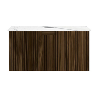 Parisi Riga + My Top 800 Wall Mounted Cabinet with Porcelain Top - Black Walnut - Statuario Top - FV-RG-800-BW-STH