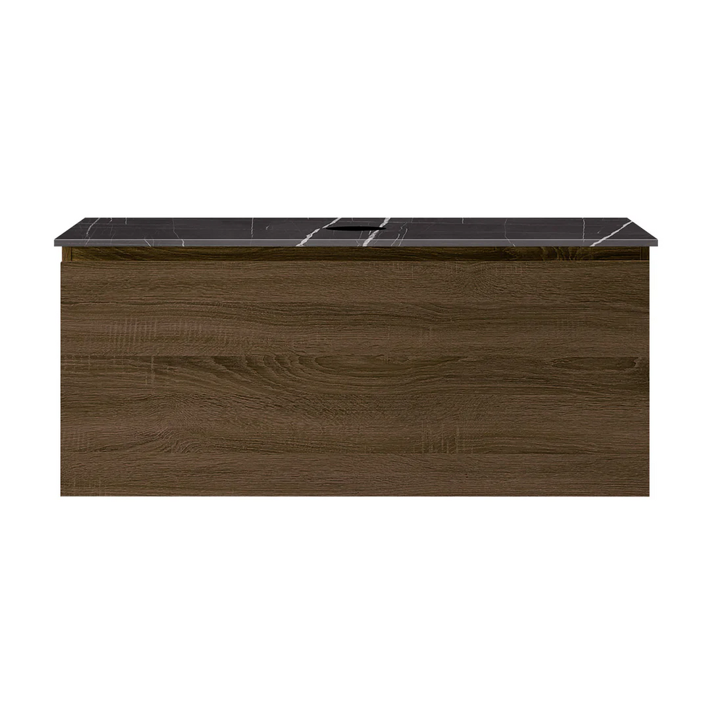 Parisi Rocki + MyTop 1000 Wall Mounted Cabinet with Honed Porcelain Top - Moka - Sahara Noir Porcelain Top - FV-RK-1000-MK-SAH