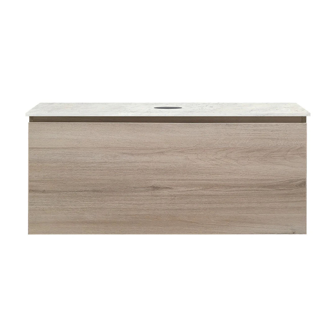 Parisi Rocki + MyTop 1000 Wall Mounted Cabinet with Honed Porcelain Top - Steel Oak - Carrara Porcelain Top - FV-RK-1000-ST-CAH