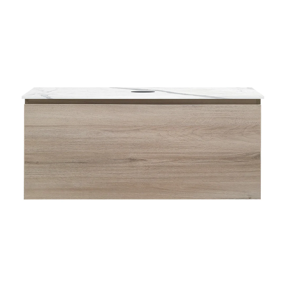 Parisi Rocki + MyTop 1000 Wall Mounted Cabinet with Honed Porcelain Top - Steel Oak - Statuario Porcelain Top - FV-RK-1000-ST-STH