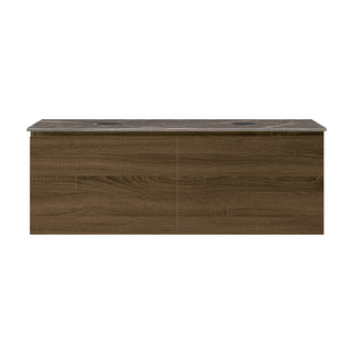 Parisi Rocki + MyTop 1200 Double Bowl Wall Mounted Cabinet with Honed Porcelain Top - Moka - Ombra di Caravaggio Porcelain Top - FV-RK-1200D-MK-OCP